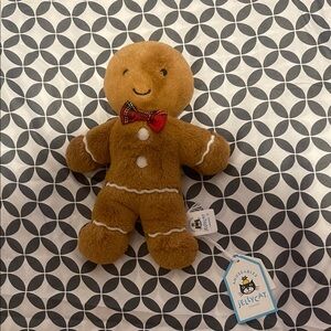 Jellycat Brown Gingerbread Plush with Red Bow